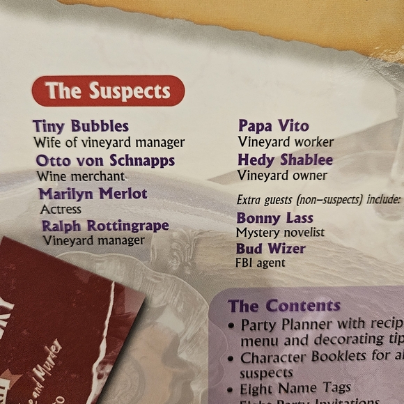 Murder Mystery Dinner Party Game A Taste for Wine and Murder Brand New Sealed - Picture 6 of 16